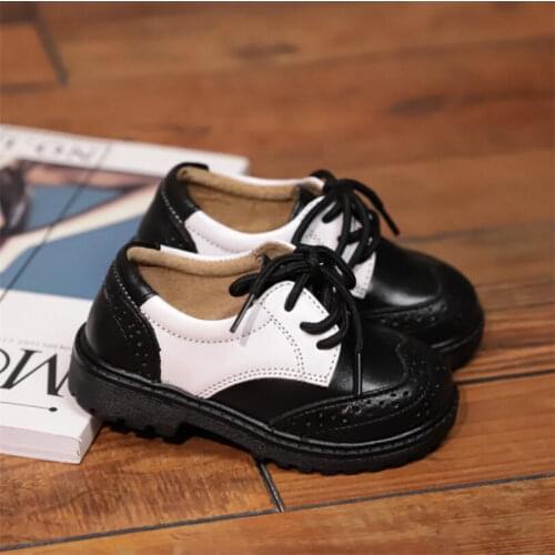 Childrens leather shoes 2021 spring new boys and girls' leather soft sole anti slip fashion childrens leather shoes