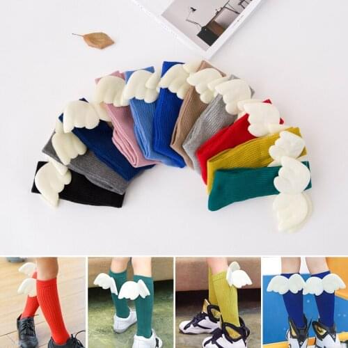 Kids Socks Soft Toddler Knee High Socks New Angel Wings Leg Warme Spring Autumn Cotton with Wings for Baby Boy Girls for 1 - 10T