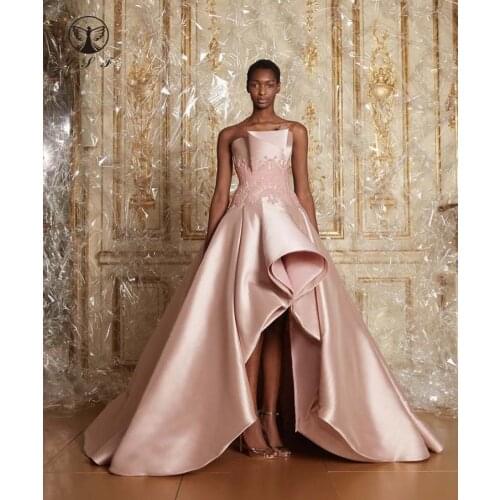 Designer Off the Shoulder Pleated Appliqued Lace Sleeveless Short Front Long Back High Low Prom Dresses