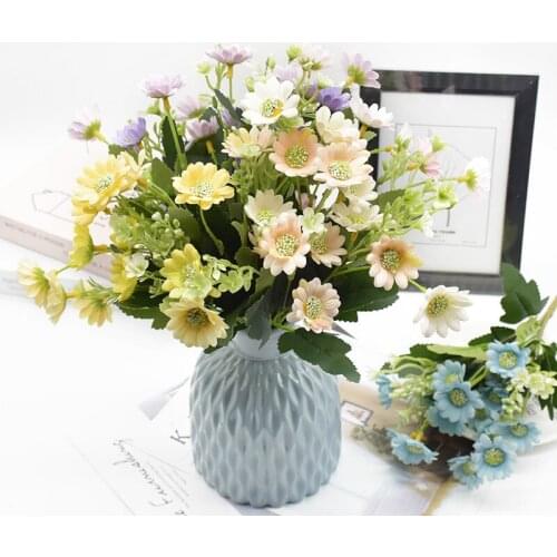 33CM 6 forks 15 heads Artificial chrysanthemum Houseplant Home decoration accessories Diy Wedding Christmas Bonsai Dining table