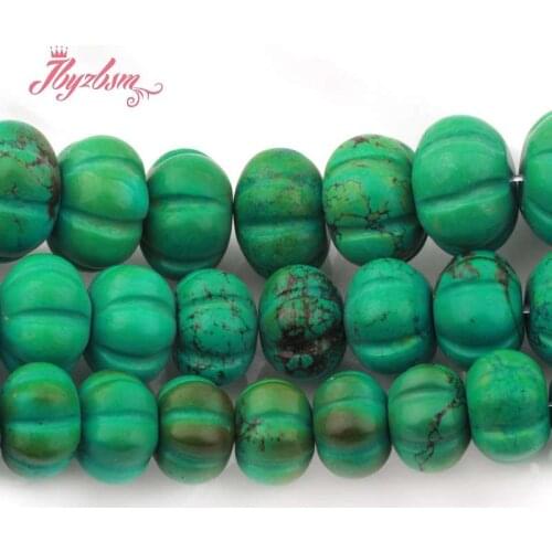 10x14,12x16,13x18mm Pumpkin GreenTurquoise Stone Loose Bead For DIY Necklace Bracelets Jewelry Making 15"Free Shipping Wholesale