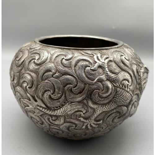 China White copper archaize dragon tank crafts statue