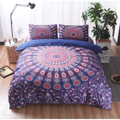 Boho Printed Superfine Fiber Duvet Cover sets High Quality Home Bedding set 2/3pcs Black Bed Linens Quilt Covers 200x200 Size