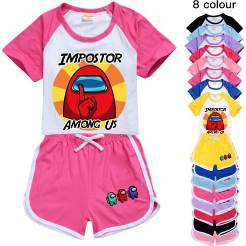 Among Us 2-16Years Boys Clothing Set Summer Children T-Shirts + Shorts Pants 2pcs Suits Toddler Girls Clothing Kids Tracksuit