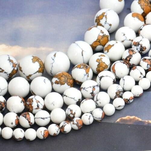 White Tiger Skin Turkey Stone 6 8 10 12 14mm Round Loose Bead Fashion DIY Beads For Jewelry Making In Beads