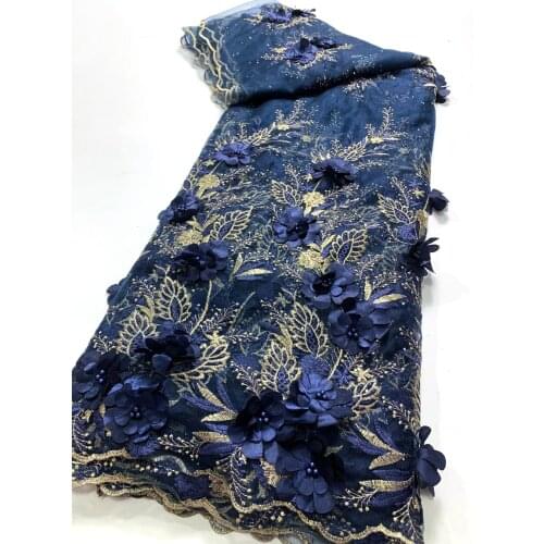 2.5 Yards New Arrival 3D African Dry Lace Fabric Embroidery French Mesh Lace Fabrics With Stones For Nigerian Party Dresses MQ11