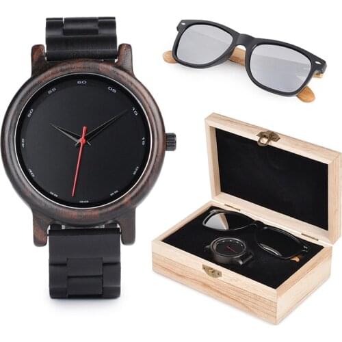 Hot Wood Men Women Watches Sunglasses in Suit Present Box Gift Box Quartz Wristwatch Ladies Male saat erkek Timepieces BOBO BIRD
