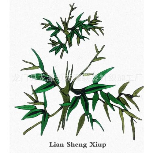 Chinese Style Painting Bamboo Iron on Patches for Clothes Applique Sewing Embroidery Patch Diy Badges for Jackets Dress T Shirt