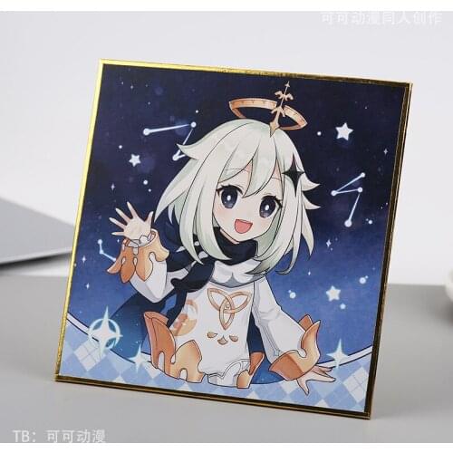 NEW Anime Game Genshin Impact Cosplay DIY Cartoon Colored Paper Sign Board Diluc Klee Venti Paimon Qiqi Jean Mona Color Sheet