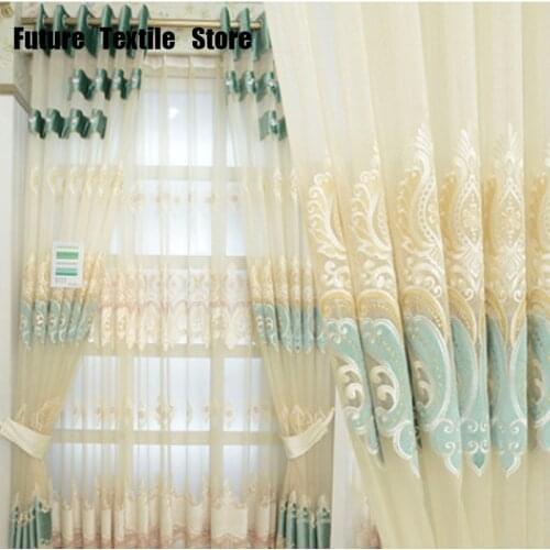 2021 New Restaurant Living Room Study Room Custom Finished Curtain European Style Hollow Green Curtain Size Can Be Customized