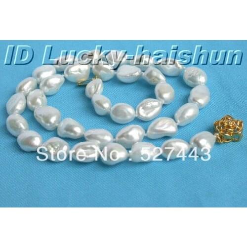 Wholesale free shipping lustrous 12mm baroque white Reborn Keshi pearl necklace