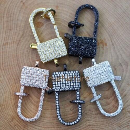 Wholesale Micro Zircon Pave Lobster Clasp, Pave Claw Zircon Beads Clasp For Jewelry Making In 37.2x16.5x6.6 mm FC6454