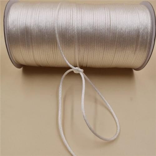 2mm X 20m White Color Rattail Satin Cord Chinese Knot Braided String Jewelry Findings Beading Rope R800