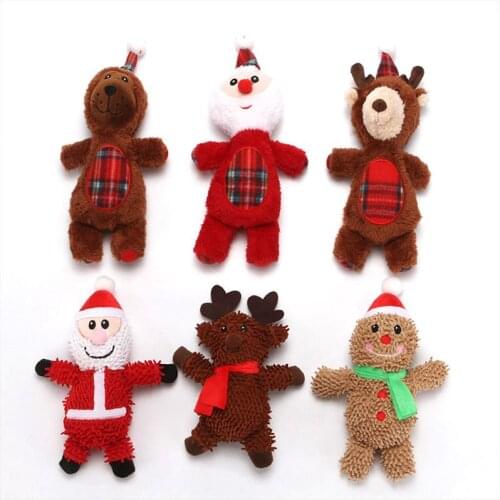 Dog Plush Vocal Toys Animal Christmas Style Design Durable Cotton Pet Chew Toy Training Teething Toy for Small Medium Dogs Pupp