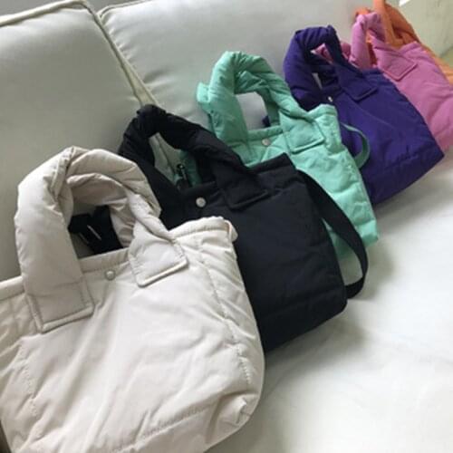 Winter Space Bale Handbags Woman Casual Space Cotton Top-handle Totes Bag Cotton Padded Crossbody Bag Lady Shoulder Bags