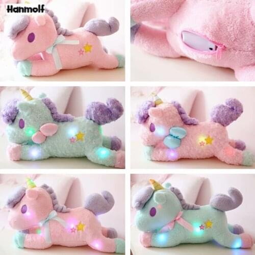 Light Up Plush Unicorn Doll Stuffed Illuminated Unicorn Toy Colorful Lights Glowing Animals Kids Overnight Toy Boys Girls 55cm