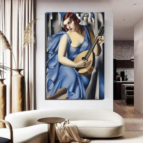Tamara de Lempicka Music Woman Canvas Painting Print Living Room Home Decoration Modern Wall Art Oil Painting Posters Pictures