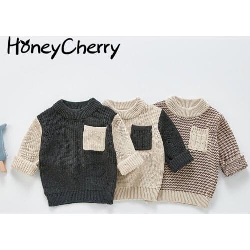 Baby knitted sweater 2021 new childrens long-sleeved all-match pullover sweater baby girl clothes boy sweater