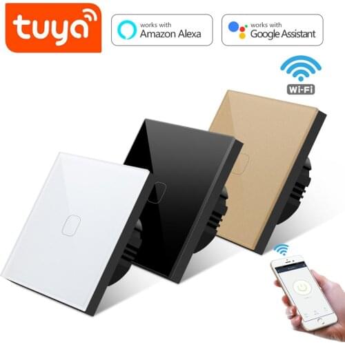 WiFi Touch Switch Tuya Smart Life Home Light Switch Wall interruptor 1/2/3 Gang 1 Way EU Standard Work with Alexa Echo Google