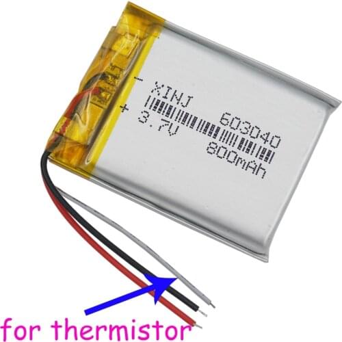 XINJ 3.7V 800mAh 3wires for thermistor Lithium Polymer Li-Po Battery 603040 For Camera E-book PDA MID ipod Bluetooth device DVD
