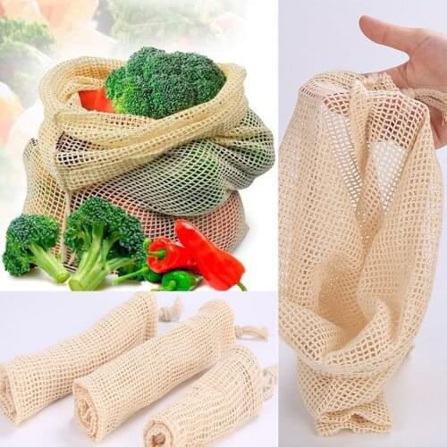 1PC Reusable Produce Bags Cotton Vegetable Bags Mesh Bags With Drawstring Home Kitchen Fruit And Vegetable Handbag Shopping bags
