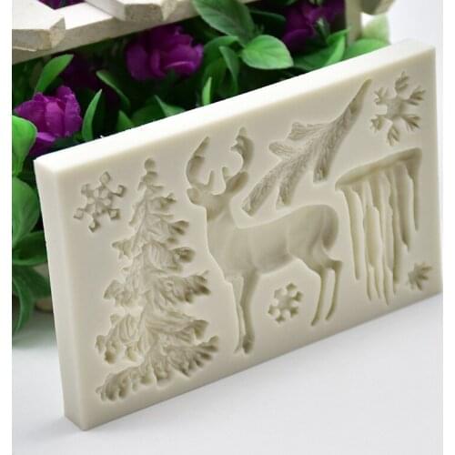 1pc Christmas Tree Elk Snowflake Silicone Mold for Handmade Cake Decorate Chocolate Fondant Candle Mould Baking Tools