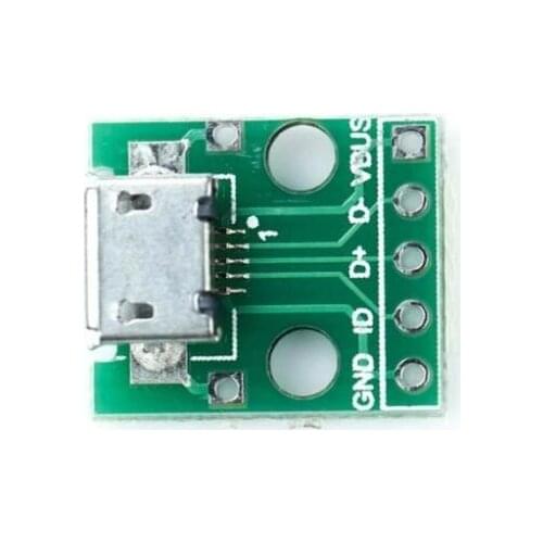 10pcs MICRO USB to DIP Adapter 5pin female connector B type pcb converter pinboard 2.54