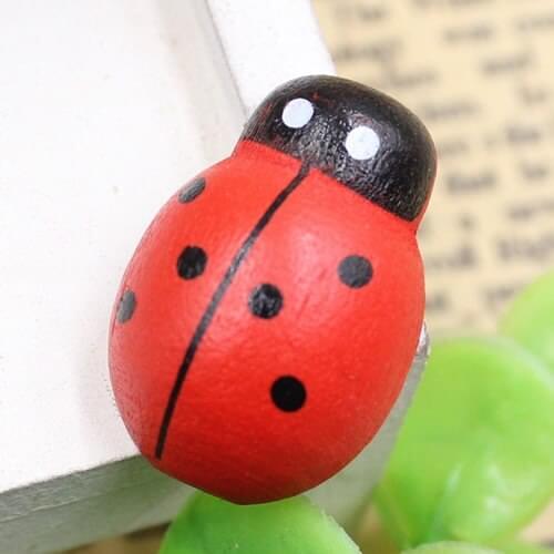 100pcs/lot Mixed color Wooden Cabochons Ladybug For Barrette/Decoration Jewelry DlY-Accessories 19x13mm(k03245)
