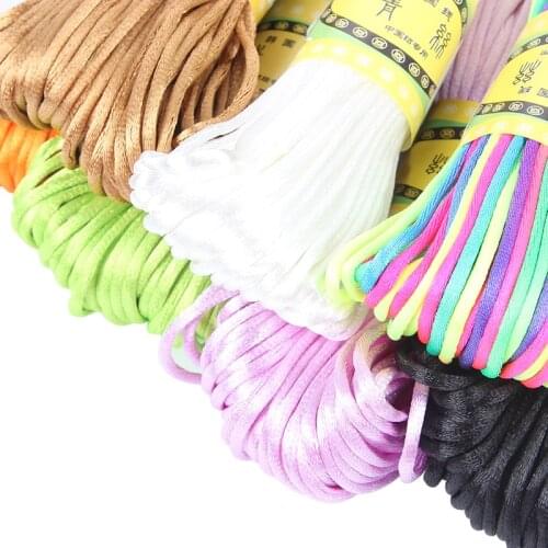 20M/lot 2mm Polyester Soft Satin Rattail Silk Macrame Shamballa Cord Braided Kumihimo For Jewelry Making Chinese Knot Diy