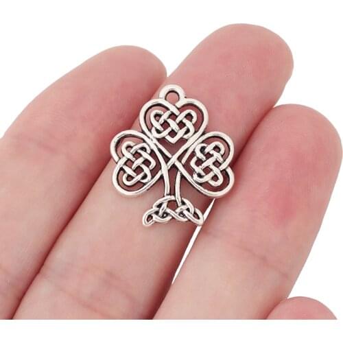 30 x Tibetan Silver Celtics knot Tree and Heart Charms Pendants for Making Jewelry DIY Accessories 23x19mm