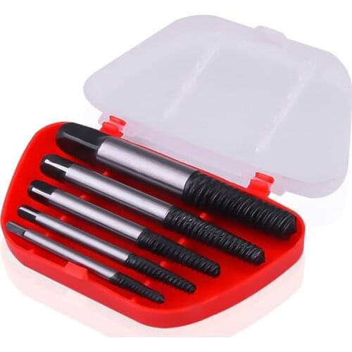 5Pcs/set with case Broken Speed Out Damaged Screw Extractor Drill Bit Guide Set Broken Bolt Remover Easy Out Set