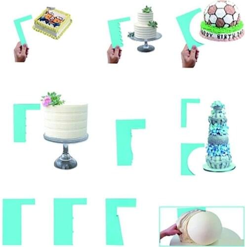 8pcs/set Plastic Cake Scraper Fondant Mousse Cream Spatula Edge Smoother Kitchen Cake Pastry Mold DIY Baking Decorating Tools