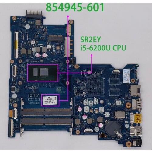 854945-601 854945-001 BDL50 LA-D704P w i5-6200U CPU for HP Notebook 15-AY Series 15T-AY000 Laptop PC Motherboard Mainboard