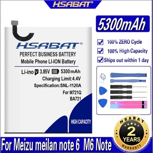 HSABAT 5300mAh BA721 Battery for Meizu meilan note 6 battery M6 Note M721Q M721H M721L