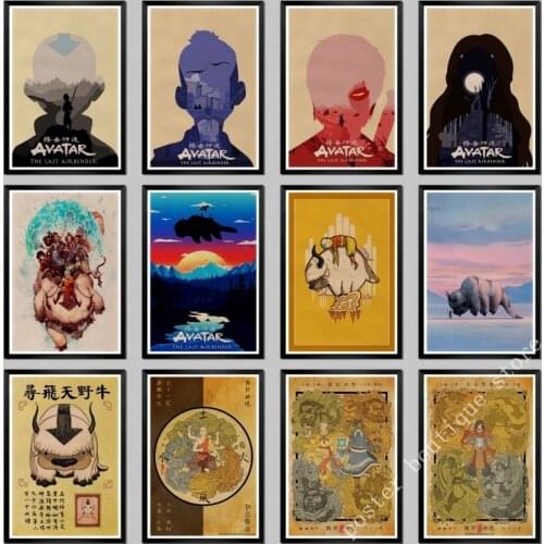 Avatar The Last Airbender Aang Katara Cartoon Kraft posters And Print Wall Art Painting Wall Picture For Living Room Home Decor