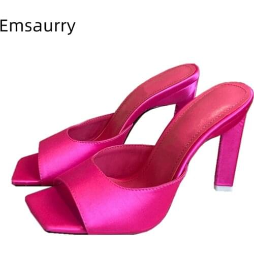 Unique Triangle Thin High Heel Sandals Women Square Open Toe Slingbacks Slip-on Mules For Girls Lady Summer