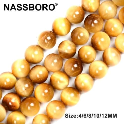Natural Stone Tiger Eye Beads Yellow Round Beads 4mm 6mm 8mm 10mm 12mm Stone Beads For Jewelry making Necklace Bracelet Diy