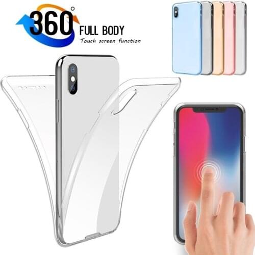 Transparent 360 TPU Case for iPhone X XR Xs Max 5s 6 6s 7 8 Plus Case 11 Pro Max 2019 Cover Soft Clear TPU Case Full Protective