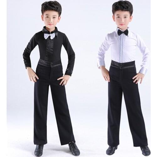 Latin Dance Costume Boys Latin Long Sleeve Practice/Performance Suit Latin Competition Dresses Children Rumba Wear DQL1040
