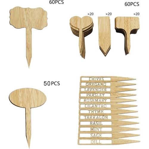 12/50/60PCS Bamboo Plant Labels Eco-Friendly Wooden Plant Sign Tags Garden Markers for Bonsai Seed Potted Herbs Flowers Tool
