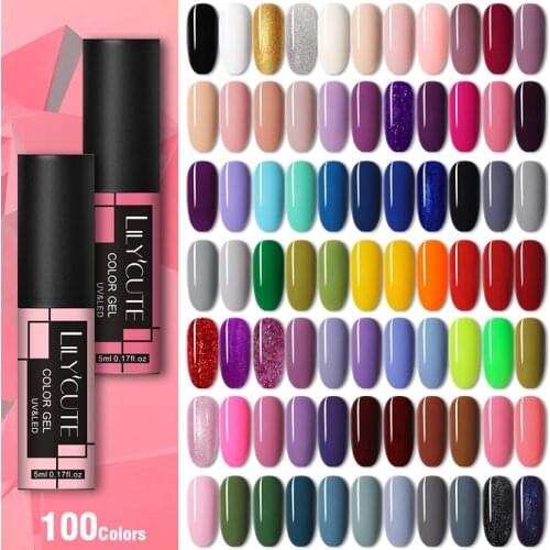 LILYCUTE 5ML Nail Gel Polish Semi Permanent Gel Varnish Base Matte Top Coat UV LED Gel Varnish Soak Off Nail Art Gel Polish