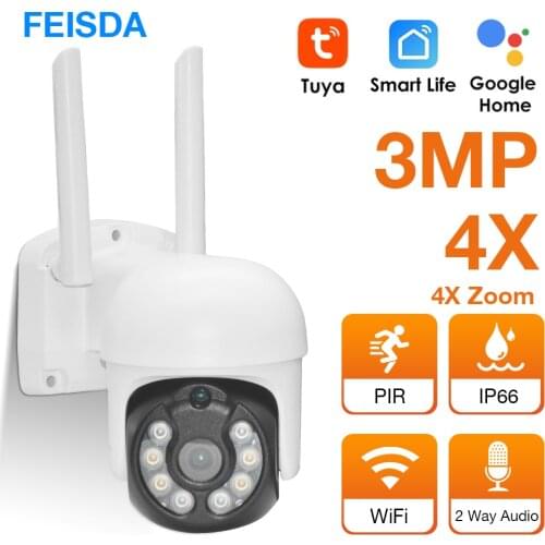 Tuya IP Camera 3MP Security CCTV Camera P2P Wifi Camera Surveillance PTZ Alexa AI auto Human Detection Google Home Smart Monitor