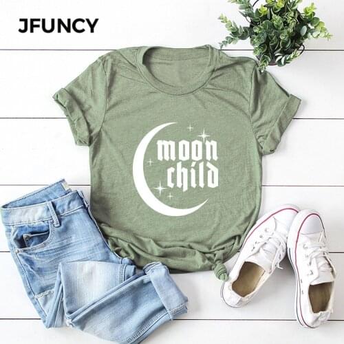 JFUNCY Plus Size Female Tshirt 100%Cotton T Shirts Women Short Sleeve Tees Summer Loose T-Shirt New Print Tops