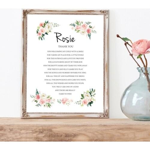 Personalized Thank You Print End of Term Gift Teacher Canvas Painting Daycare Canvas Painting Childminder Babysitter Gift