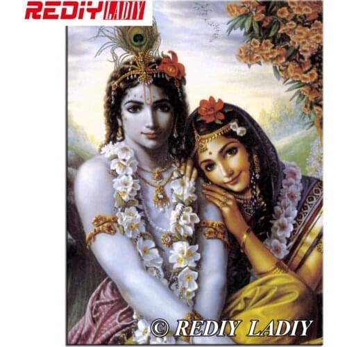 Paintings Rhinestones Religious St Radha And Krishna 5D Round Diamond Mosaic Needlework Embroidery Home Decor Religious Paint
