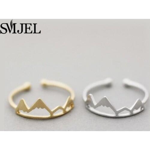 SMJEL New Tiny Snow Mountain Ring Fashion Matte Geometric Cuff Rings For Women Minimalist Jewelry Anel Birthday Gifts Bijoux