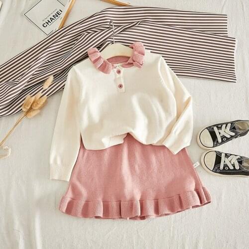 Girls Clothing Sets 2020 Autumn Children Clothes Sweater Skirt Suit Cute Cartton Kids Fashion Outfits for Girls Winter Costume