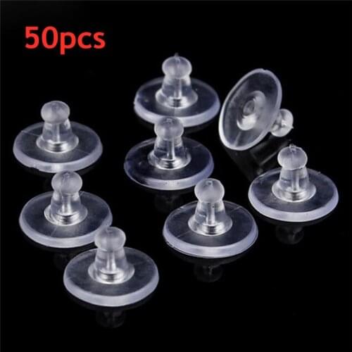 50PCS Earrings Jewelry Accessories Rubber Back Silicone Round Ear Plugging Blocked Plastic Earring Back Stoppers For DIY