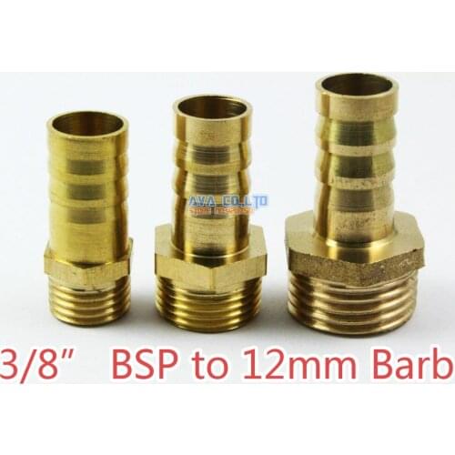 10 Pieces Brass Male 3/8" BSP to 12mm Barb Hose Tail Fitting Fuel Air Gas Water Hose Connector Coupler