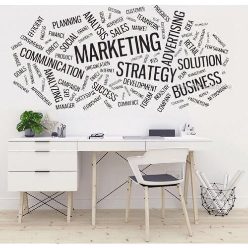 Marketing Business Words Vinyl Wall Decal Art Office Space Interior Wall Decor Lettering Stickers Mural DIY Self-sticking LC1560